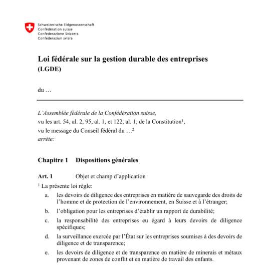 Swiss Fair Trade salue l’orientation de la nouvelle loi fédérale sur la gouvernance durable des entreprises, mais estime que des améliorations substantielles sont nécessaires pour renforcer son efficacité.
